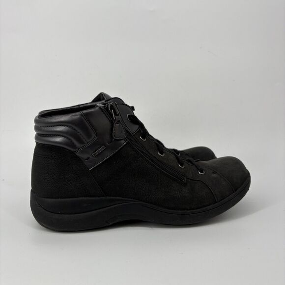 Aravon Boots Womens 7 Black Rev Stridarc Ankle Nubuc Waterproof Hiker CH3737 - Picture 1 of 9
